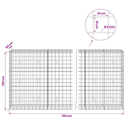 Gabion with 5 mm Wire and 10x10 cm Mesh 700x50x150 cm