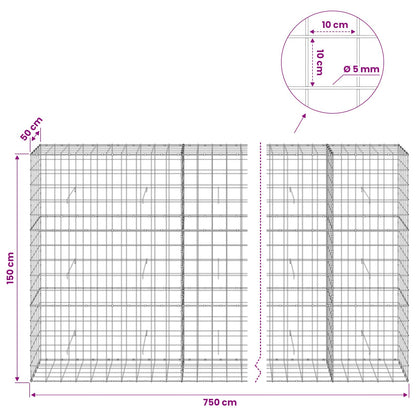 Gabion with 5 mm Wire and 10x10 cm Mesh 750x50x150 cm