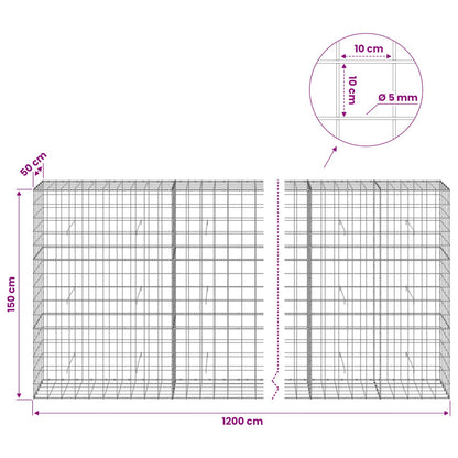 Gabion with 5 mm Wire and 10x10 cm Mesh 1200x50x150 cm