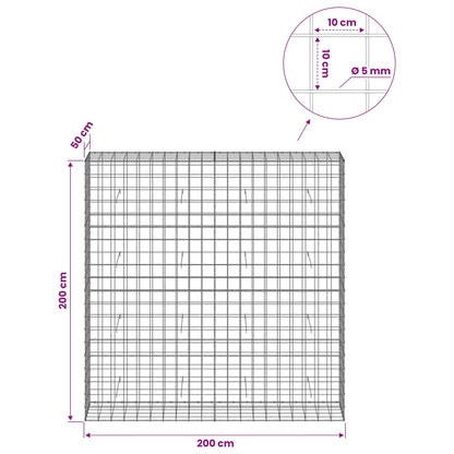 Gabion with 5 mm Wire and 10x10 cm Mesh 200x50x200 cm