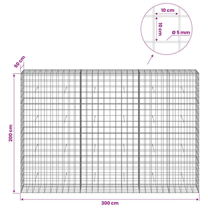 Gabion with 5 mm Wire and 10x10 cm Mesh 300x50x200 cm