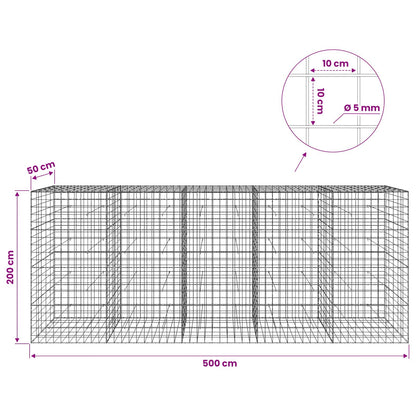 Gabion with 5 mm Wire and 10x10 cm Mesh 500x50x200 cm