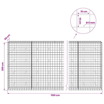 Gabion with 5 mm Wire and 10x10 cm Mesh 1100x50x200 cm
