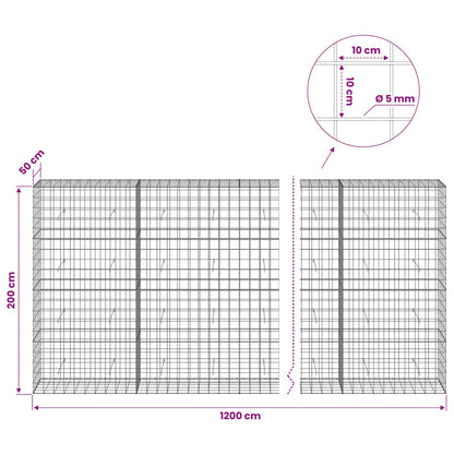 Gabion with 5 mm Wire and 10x10 cm Mesh 1200x50x200 cm