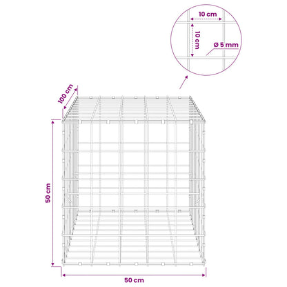 Gabion with 5 mm Wire and 10x10 cm Mesh 50x100x50 cm