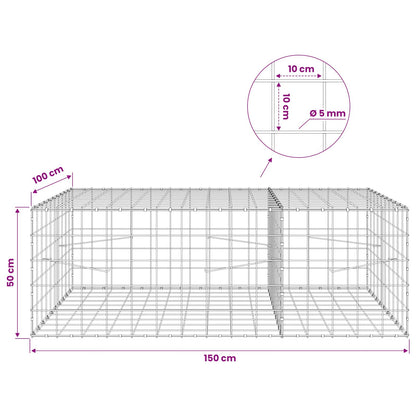Gabion with 5 mm Wire and 10x10 cm Mesh 150x100x50 cm
