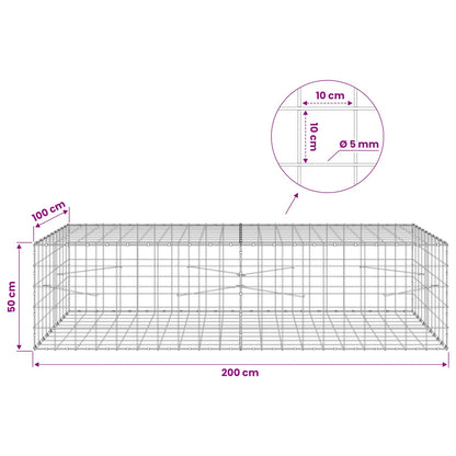 Gabion with 5 mm Wire and 10x10 cm Mesh 200x100x50 cm