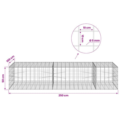 Gabion with 5 mm Wire and 10x10 cm Mesh 250x100x50 cm