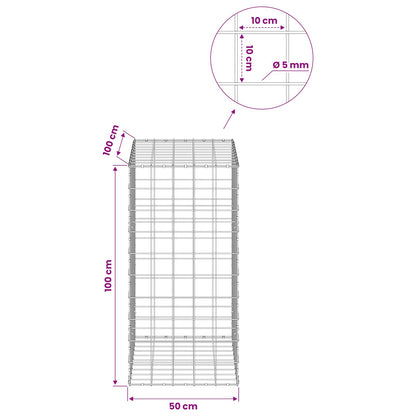 Gabion with 5 mm Wire and 10x10 cm Mesh 50x100x100 cm