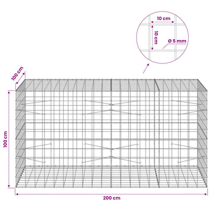 Gabion with 5 mm Wire and 10x10 cm Mesh 200x100x100 cm