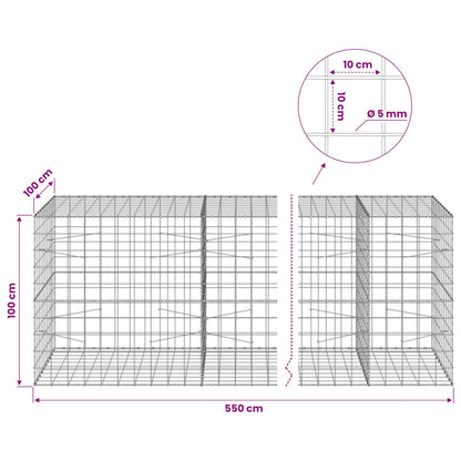 Gabion with 5 mm Wire and 10x10 cm Mesh 550x100x100 cm