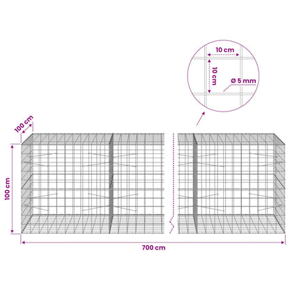 Gabion with 5 mm Wire and 10x10 cm Mesh 700x100x100 cm
