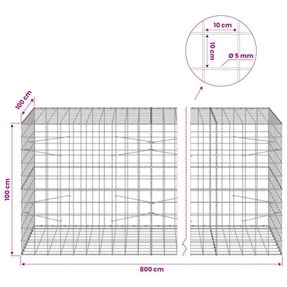 Gabion with 5 mm Wire and 10x10 cm Mesh 800x100x100 cm