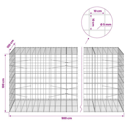 Gabion with 5 mm Wire and 10x10 cm Mesh 900x100x100 cm