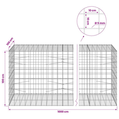 Gabion with 5 mm Wire and 10x10 cm Mesh 1000x100x100 cm