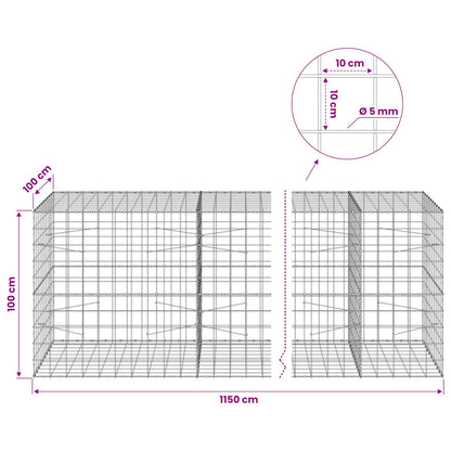 Gabion with 5 mm Wire and 10x10 cm Mesh 1150x100x100 cm