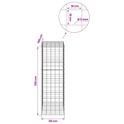 Gabion with 5 mm Wire and 10x10 cm Mesh 50x100x150 cm