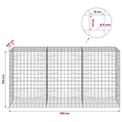 Gabion with 5 mm Wire and 10x10 cm Mesh 300x100x150 cm
