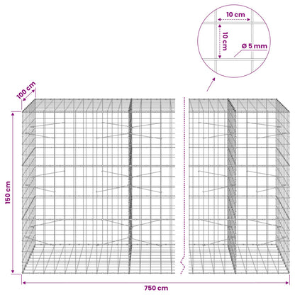Gabion with 5 mm Wire and 10x10 cm Mesh 750x100x150 cm
