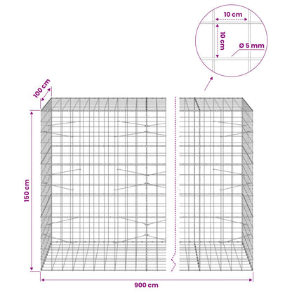 Gabion with 5 mm Wire and 10x10 cm Mesh 900x100x150 cm