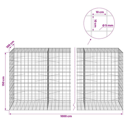 Gabion with 5 mm Wire and 10x10 cm Mesh 1000x100x150 cm