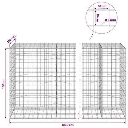 Gabion with 5 mm Wire and 10x10 cm Mesh 1050x100x150 cm