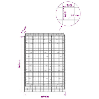Gabion with 5 mm Wire and 10x10 cm Mesh 150x100x200 cm