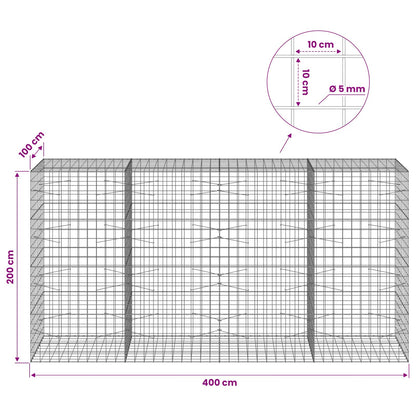 Gabion with 5 mm Wire and 10x10 cm Mesh 400x100x200 cm