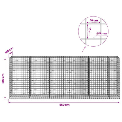 Gabion with 5 mm Wire and 10x10 cm Mesh 550x100x200 cm