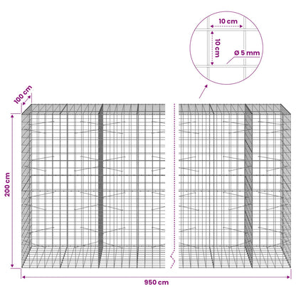 Gabion with 5 mm Wire and 10x10 cm Mesh 950x100x200 cm