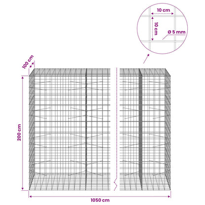 Gabion with 5 mm Wire and 10x10 cm Mesh 1050x100x200 cm