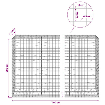Gabion with 5 mm Wire and 10x10 cm Mesh 1100x100x200 cm
