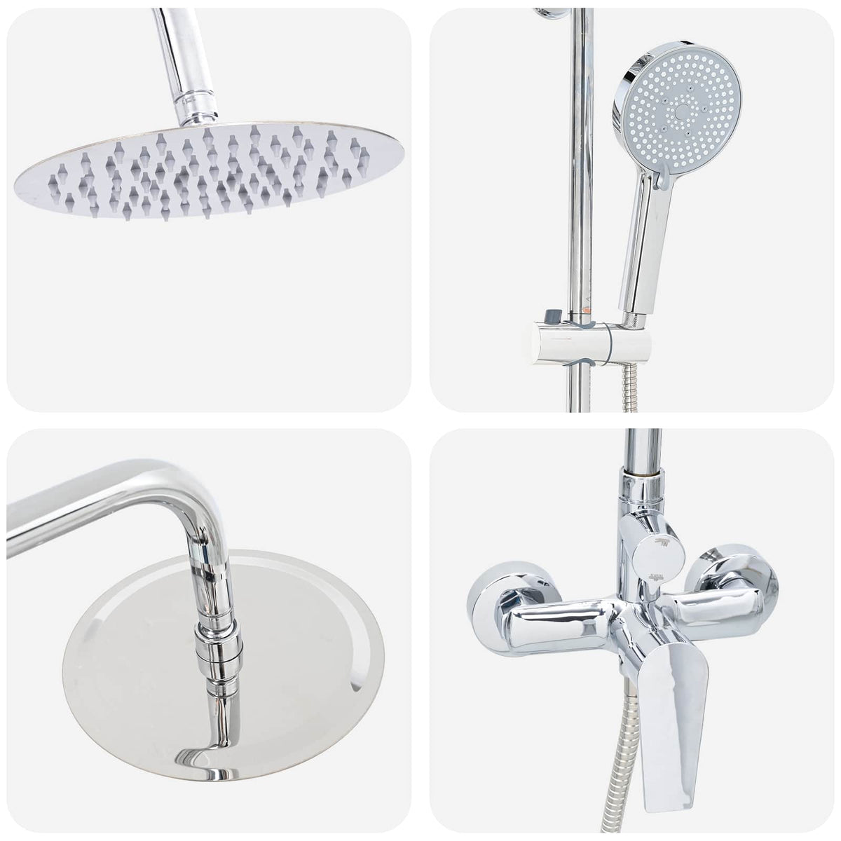 Shower System Chrome Stainless Steel 21 x 48 x 112 cm