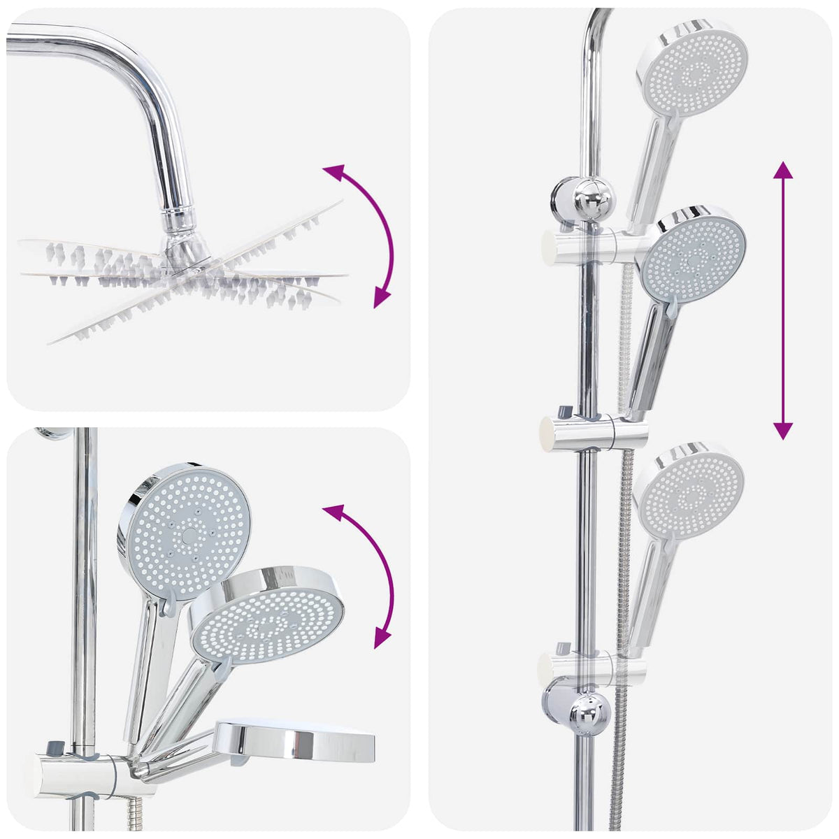 Shower System Chrome Stainless Steel 21 x 48 x 112 cm