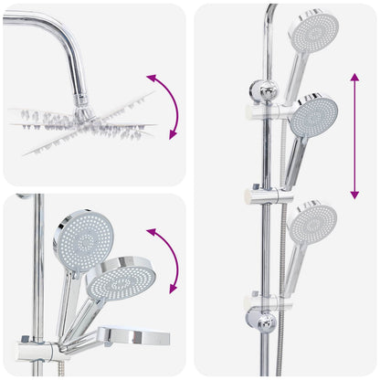 Shower System Chrome Stainless Steel 21 x 48 x 112 cm