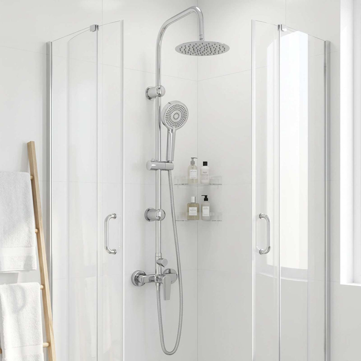 Shower System Black Stainless Steel 21 x 48 x 112 cm