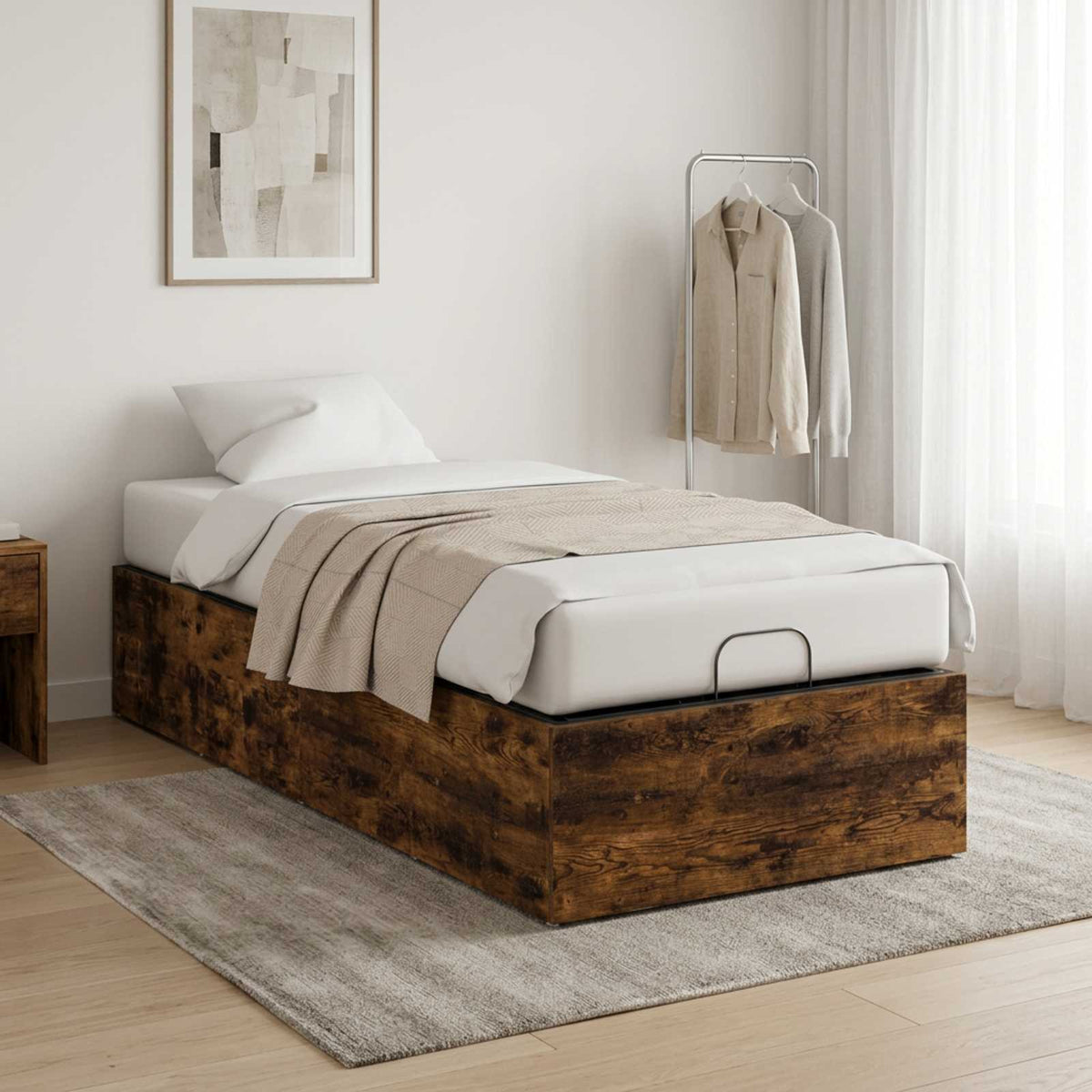 Bed Surround for Adjustable Bed Base Smoked Oak 100 x 200 cm