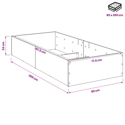 Bed Surround for Adjustable Bed Base Smoked Oak 80 x 200 cm
