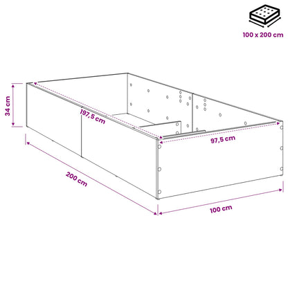 Bed Surround for Adjustable Bed Base Smoked Oak 100 x 200 cm