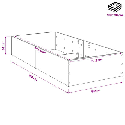 Bed Surround for Adjustable Bed Base Oak wood 90 x 190 cm