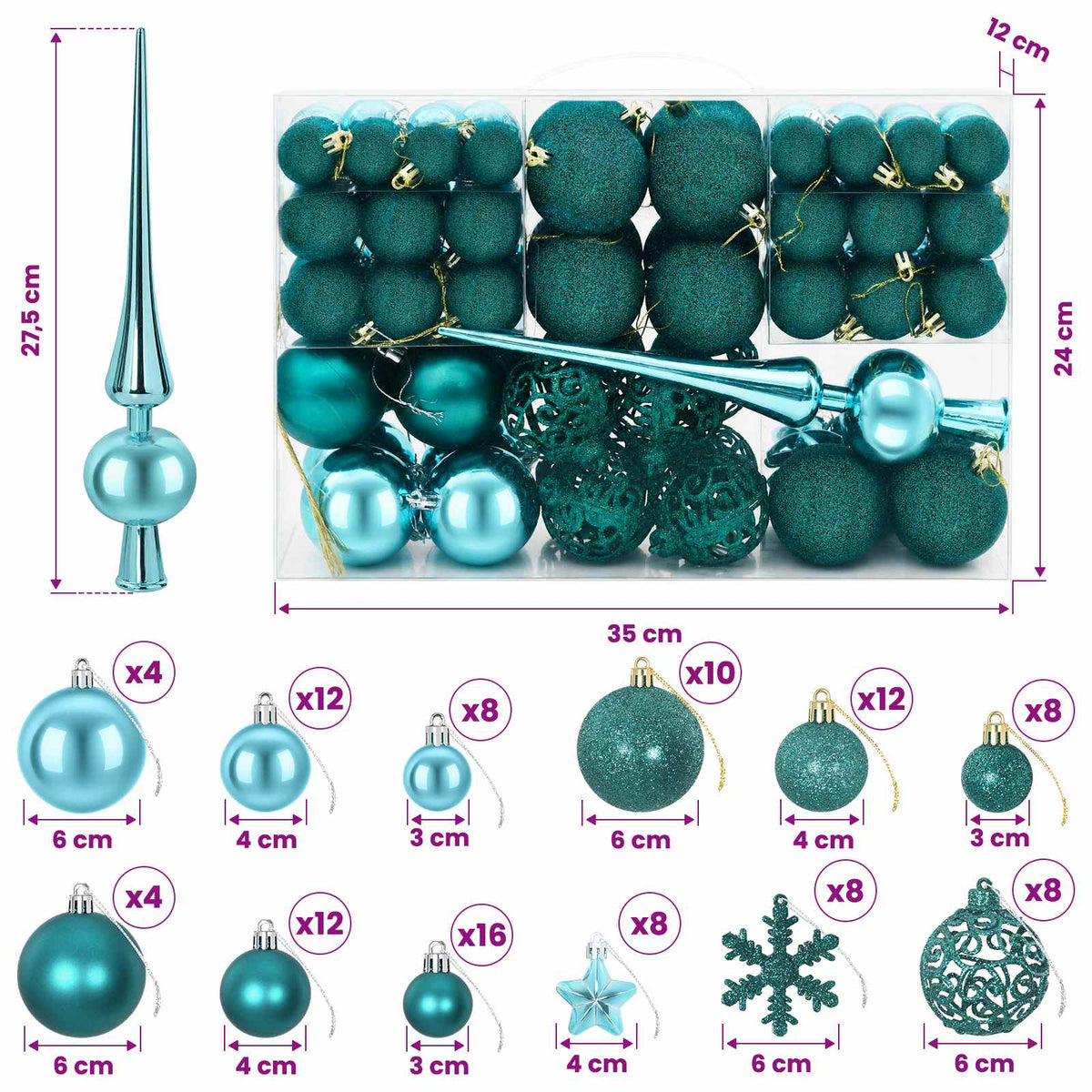 Christmas Ball Set 111 pcs Green 6 cm Polystyrene