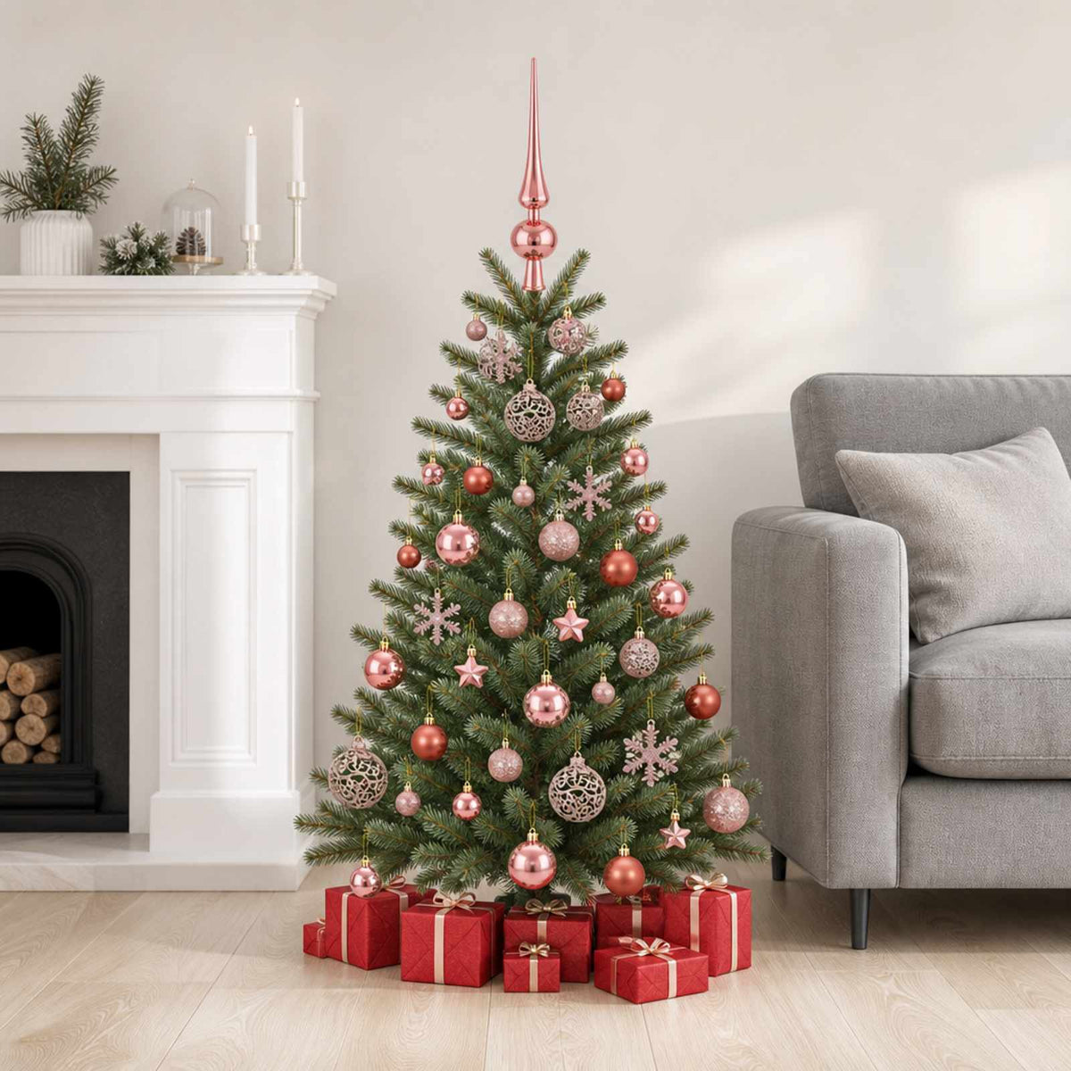 Christmas Ball Set 111 pcs Rose Pink 6 cm Polystyrene