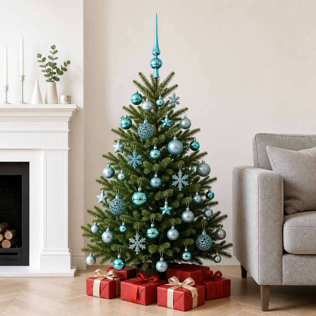 Christmas Ball Set 111 pcs Turquoise Dia. 6 cm Polystyrene