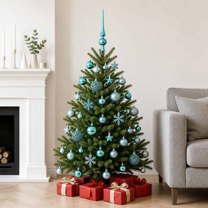 Christmas Ball Set 111 pcs Turquoise Dia. 6 cm Polystyrene
