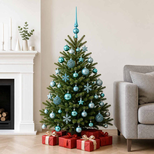 Christmas Ball Set 111 pcs Turquoise Dia. 6 cm Polystyrene