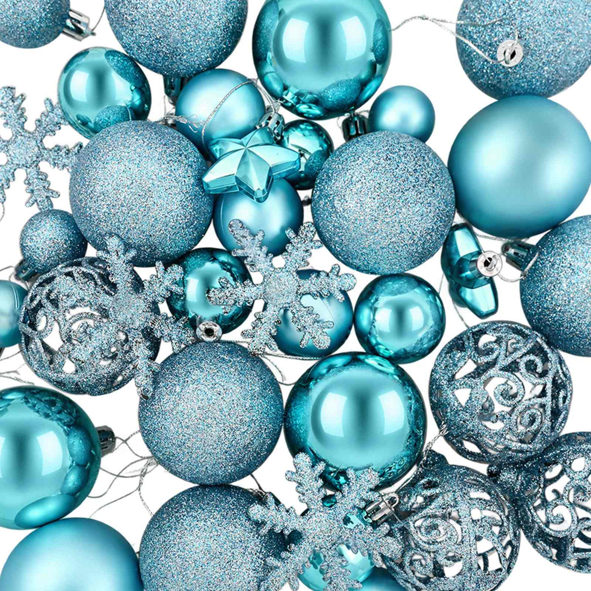 Christmas Ball Set 111 pcs Turquoise Dia. 6 cm Polystyrene