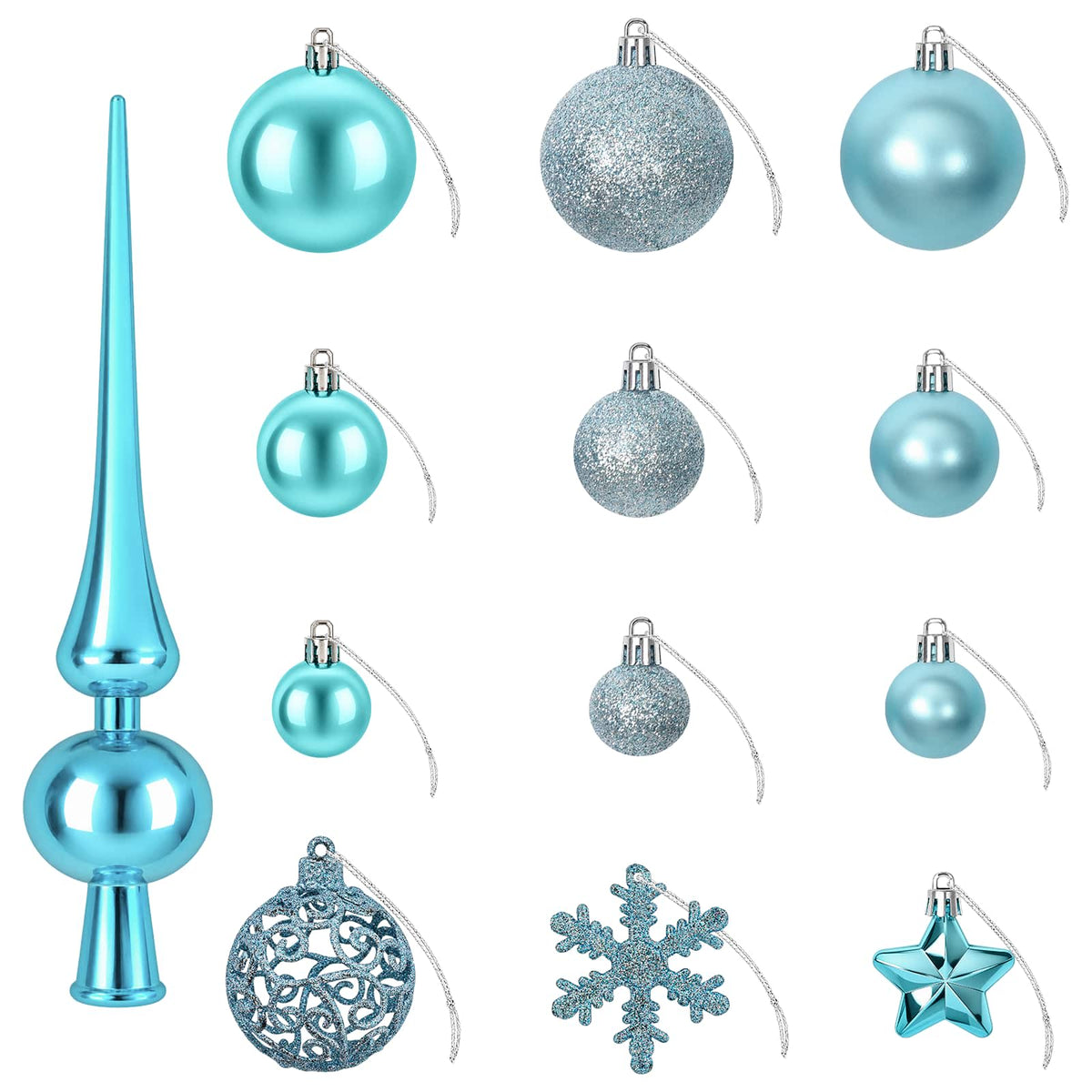 Christmas Ball Set 111 pcs Turquoise Dia. 6 cm Polystyrene