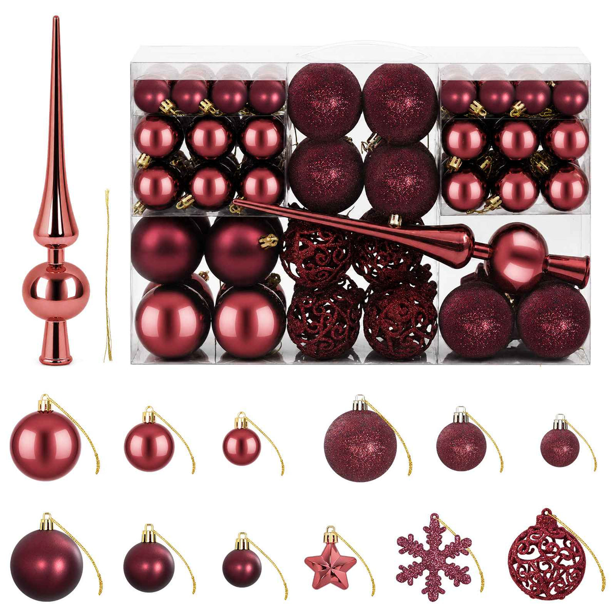 Christmas Ball Set 111 pcs Wine Red 6 cm Polystyrene
