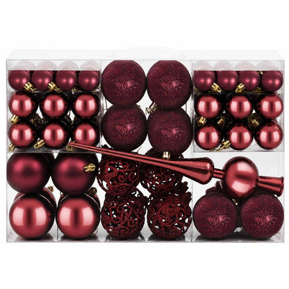 Christmas Ball Set 111 pcs Wine Red 6 cm Polystyrene