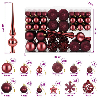 Christmas Ball Set 111 pcs Wine Red 6 cm Polystyrene